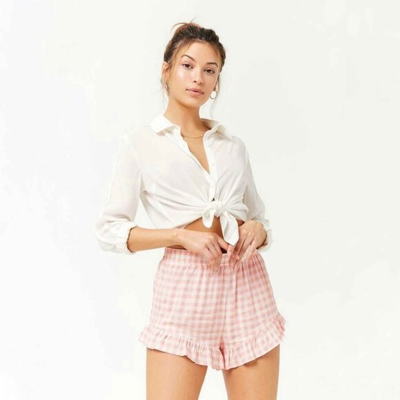 Forever 21 - Women's Medium Pink Gingham Shorts - Medium - Picture 1 of 3